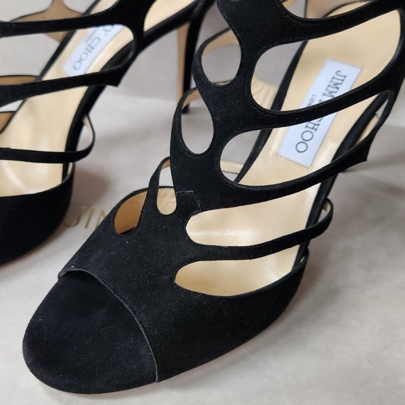 NWT Jimmy Choo Ren85 Suede Cut-out Heeled Sandals - Picture 9 of 14